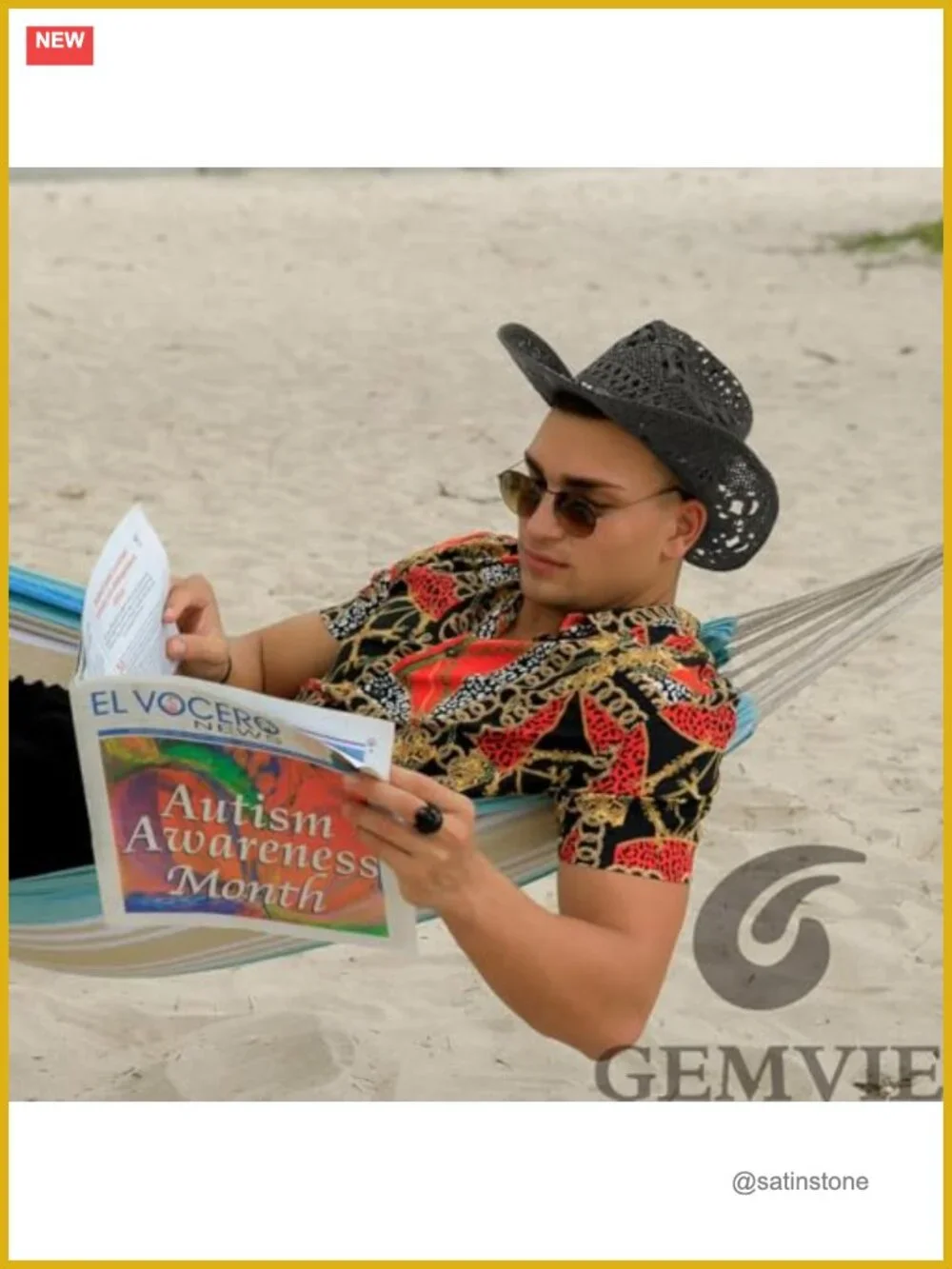 Straw Cowboy Hat with Gem Band UPF 50+ Sun Protection Wide Brim
